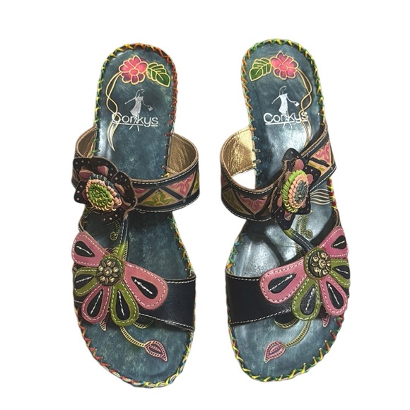 CORKY’S artisan designer floral sandals size 10 - Picture 4 of 8